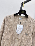 Diamond Hollow V-neck Knit Cardigan