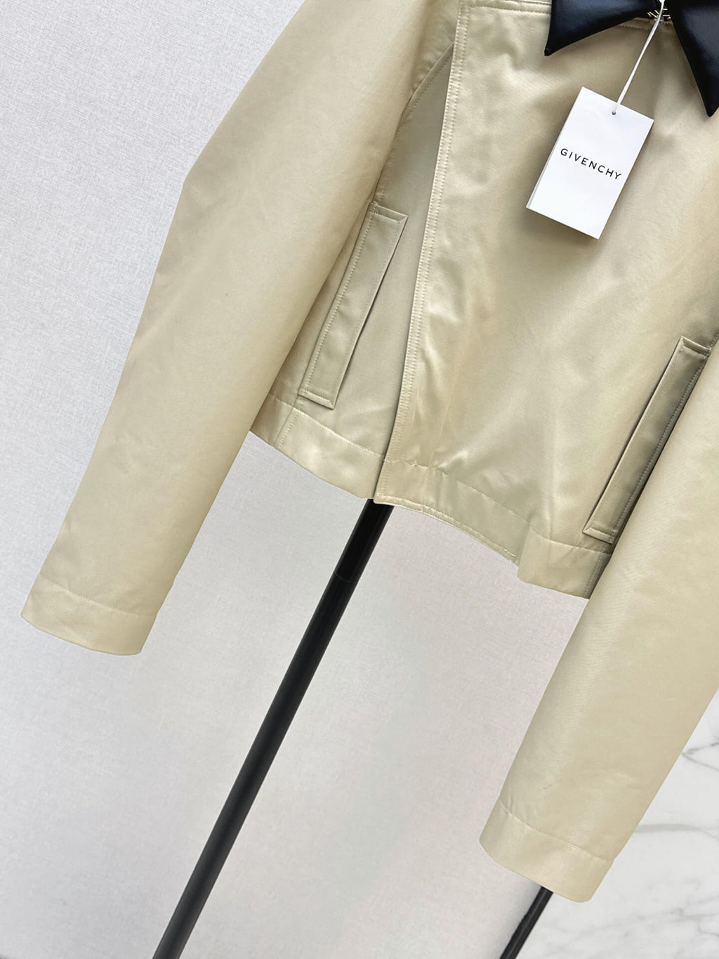 Khaki Leather Collar Biker Crop Top