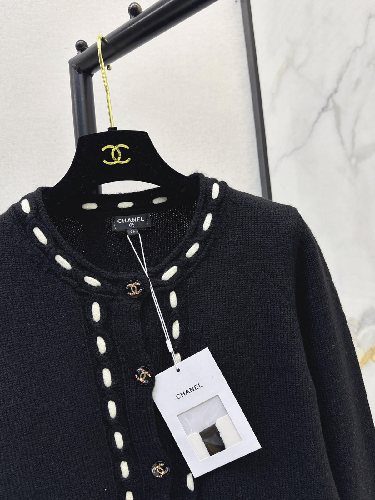 Button Cropped Knit Jacket