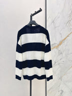 Wide Stripe V-neck Knit Cardigan