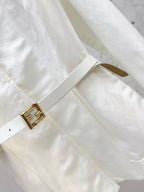White Belted Collared Shirt