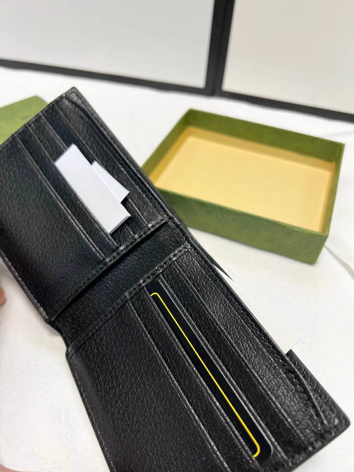 Black Textured Accent Fold Short Wallet