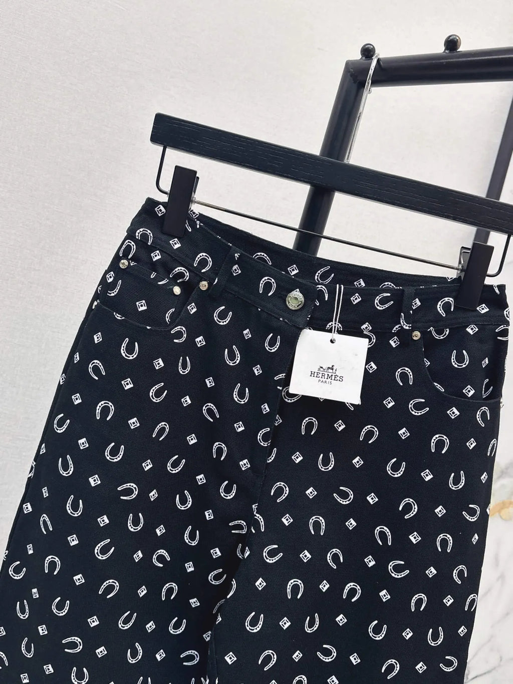 High Waist Printed Straight Jeans