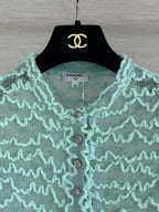 Wavy Textured Mesh Knit Cardigan