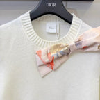 Houndstooth Bow Knit Long Sleeve