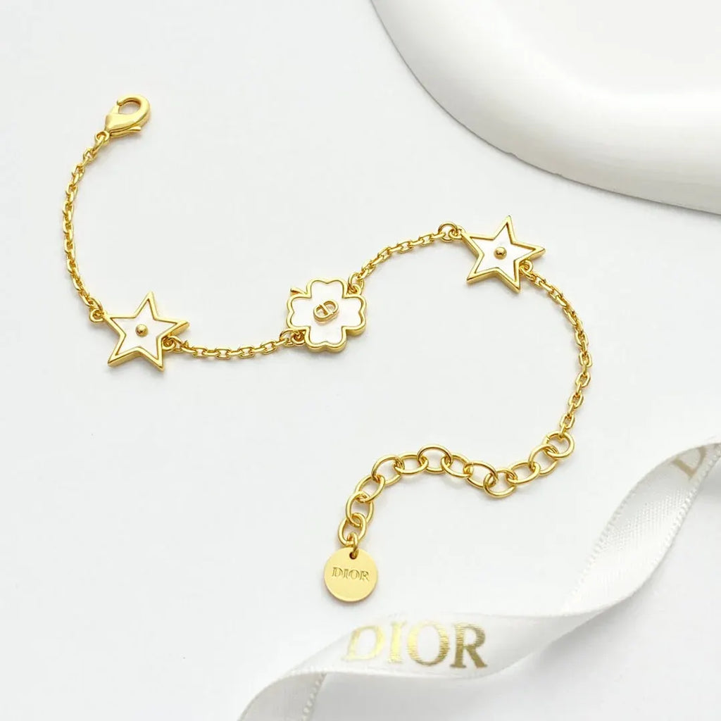 Classic White Star & Clover Charm Bracelet