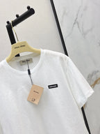 Eyelet Scalloped Hem Logo Patch Tee