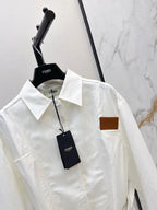 White Belted Collared Shirt