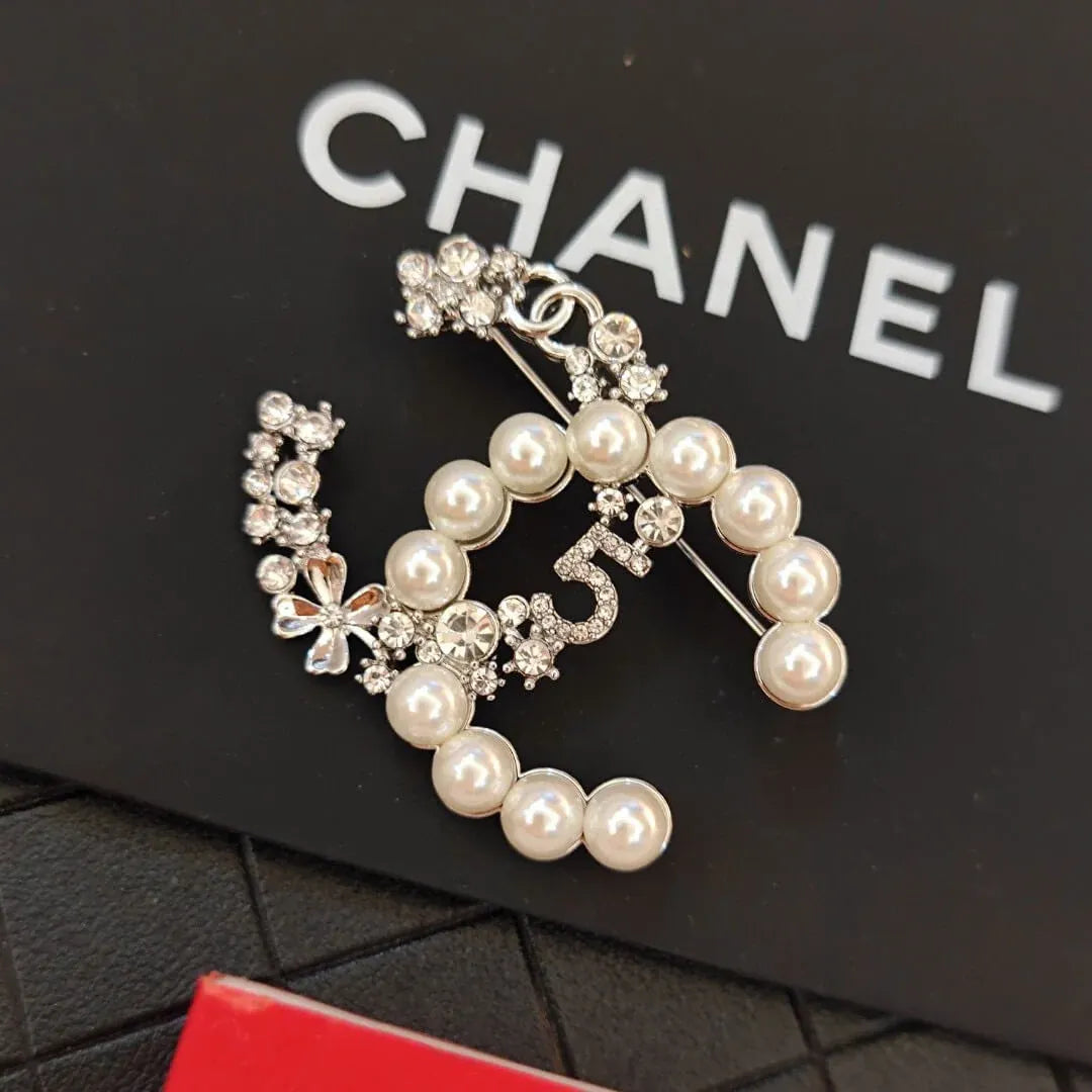 Pearl & Diamond Encrusted Brooch