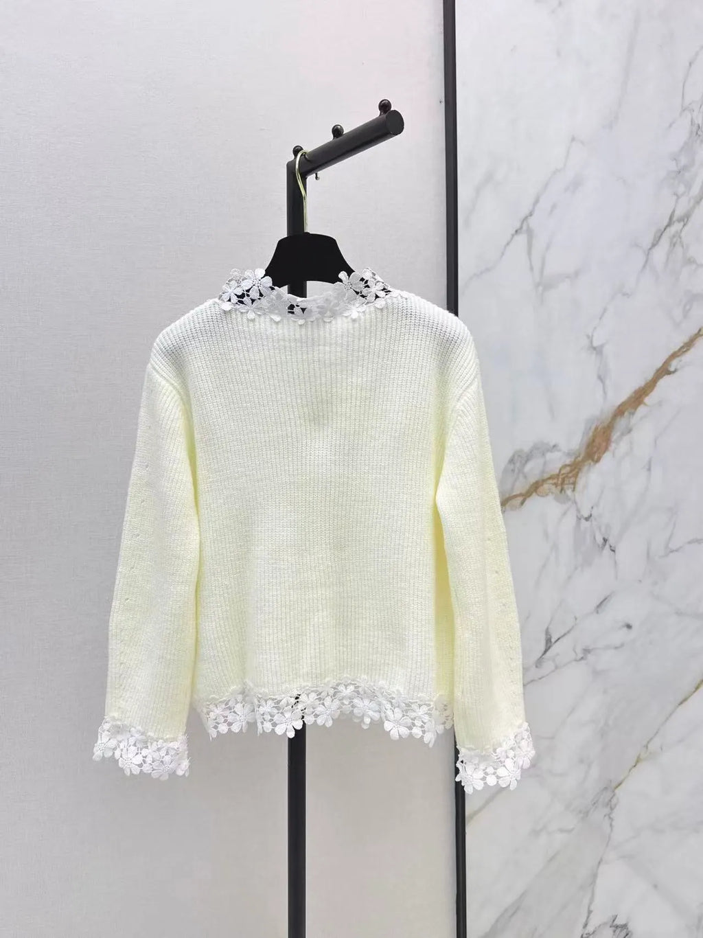 Fall Petal Lace Panel Sweater