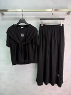 Tie Shawl Knit Two-Piece Set