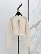 Cropped Drawstring Knit Cardigan