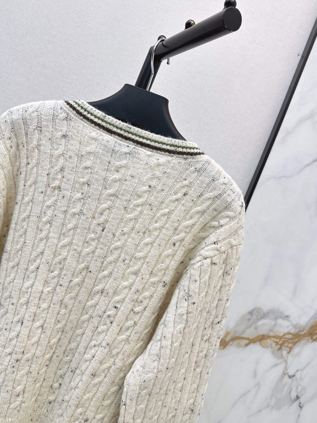 Speckled Cable Knit Crew Cardigan
