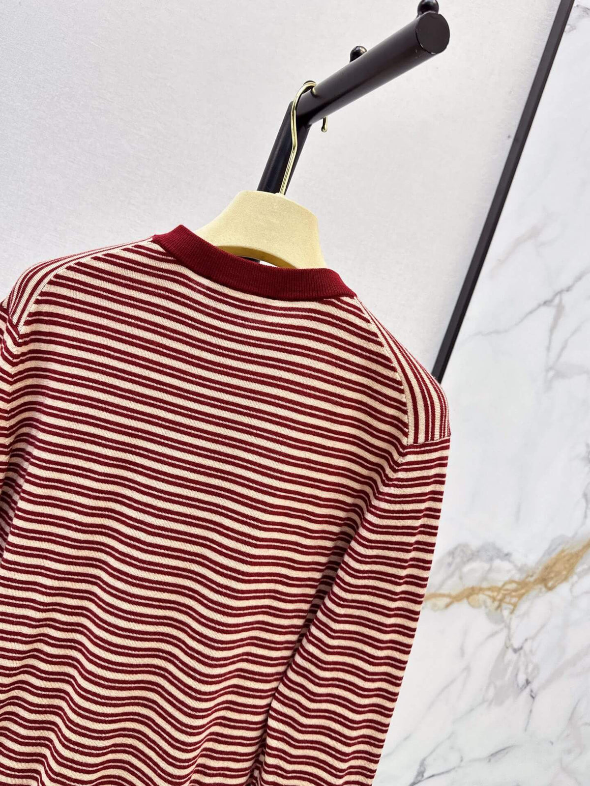 Stripe Henley Knit Sweater