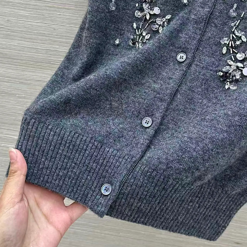 Intricate Beadwork Cashmere Top