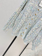 Multicolor Mohair V-neck Hollow Knit Cardigan