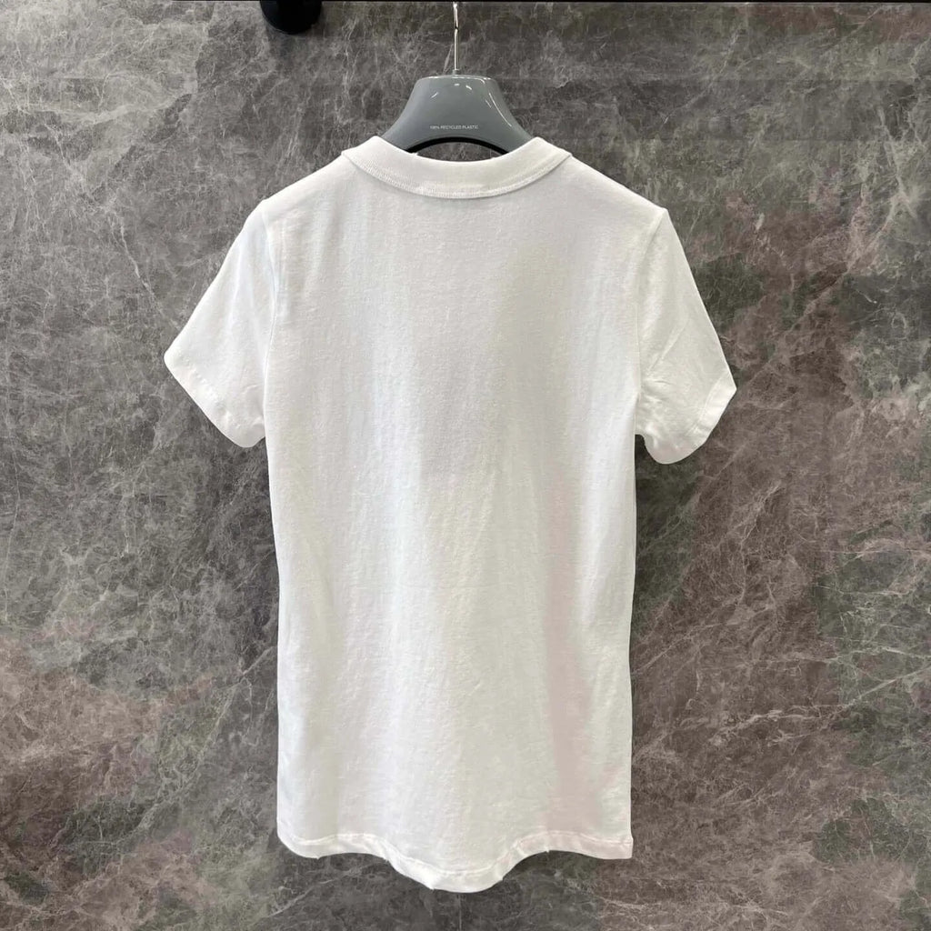 Diamond-Encrusted Letter Print Short Sleeve