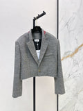 Plaid Cropped Blazer Skirt Set