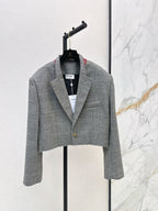 Plaid Cropped Blazer Skirt Set
