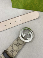 Retro Double G All-Over Print Leather Belt
