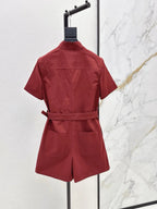 Belted Zipper Casual Jumpsuit