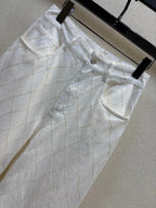Diamond Stitch Wide Leg Jeans
