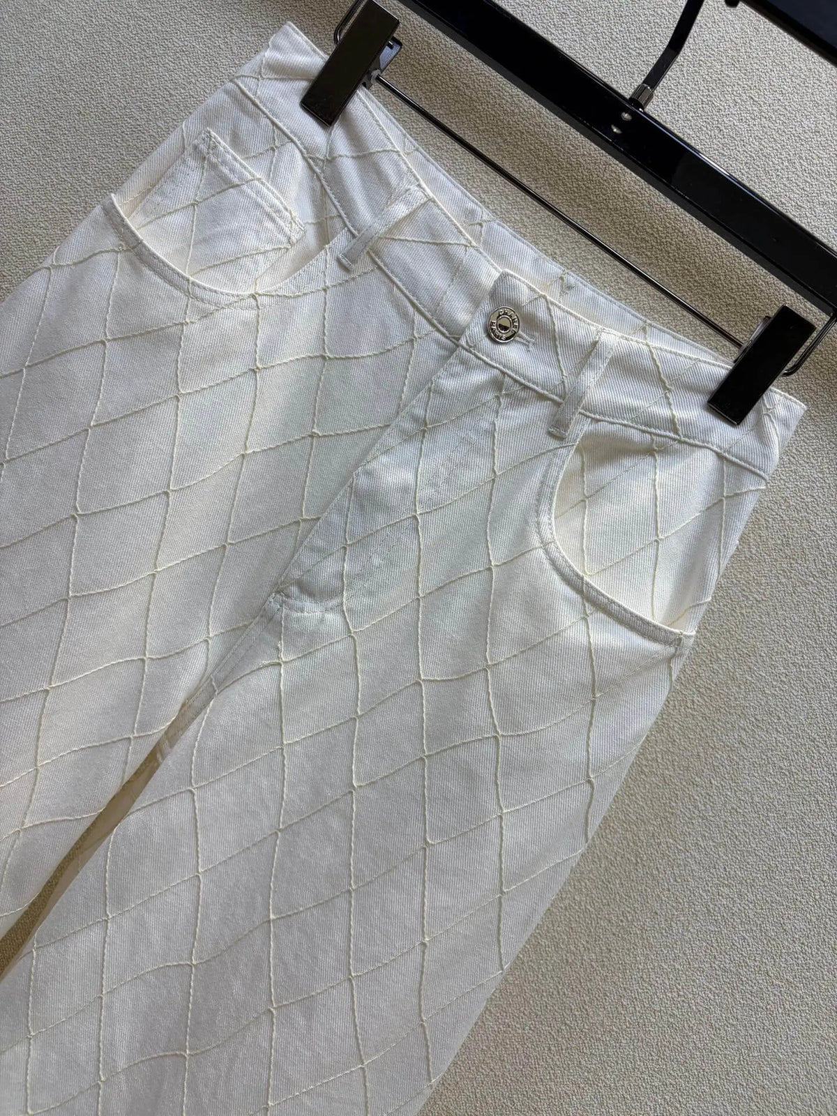 Diamond Stitch Wide Leg Jeans