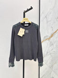 Lace Spliced Ribbed Long Sleeve