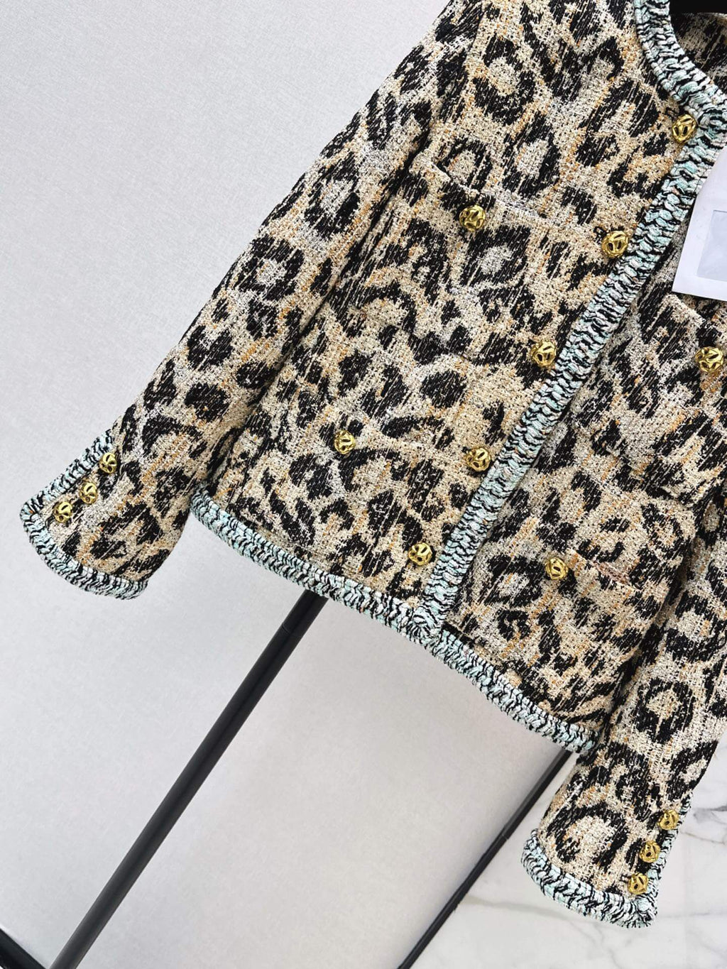 Leopard Tweed Jacket Skirt Set