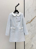 Contrast Collar Bow Pocket Mini Dress
