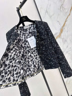 Black Silver Tweed Round Neck Jacket