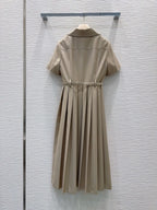 Belted Pleated Shirt Midi Dress