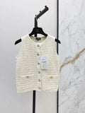 Textured Gold Button Knit Vest