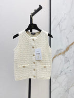 Textured Gold Button Knit Vest