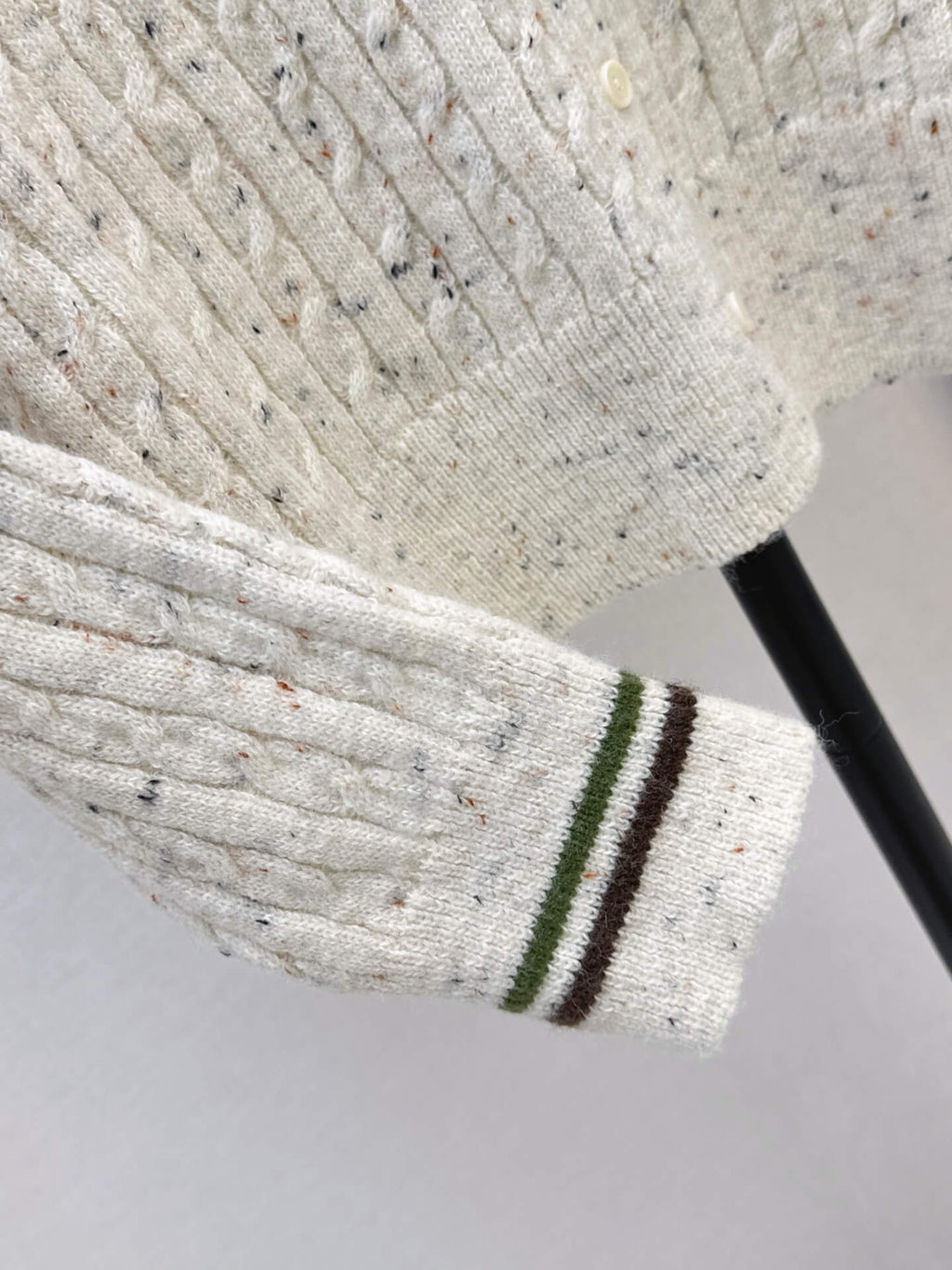 Speckled Cable Knit Crew Cardigan