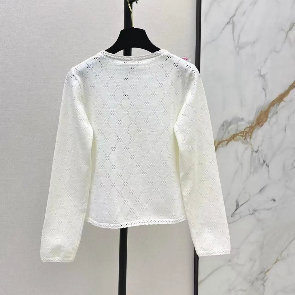 Colorful Floral Openwork Cardigan