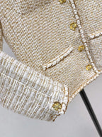 Patchwork Tweed Jacket V-Neck