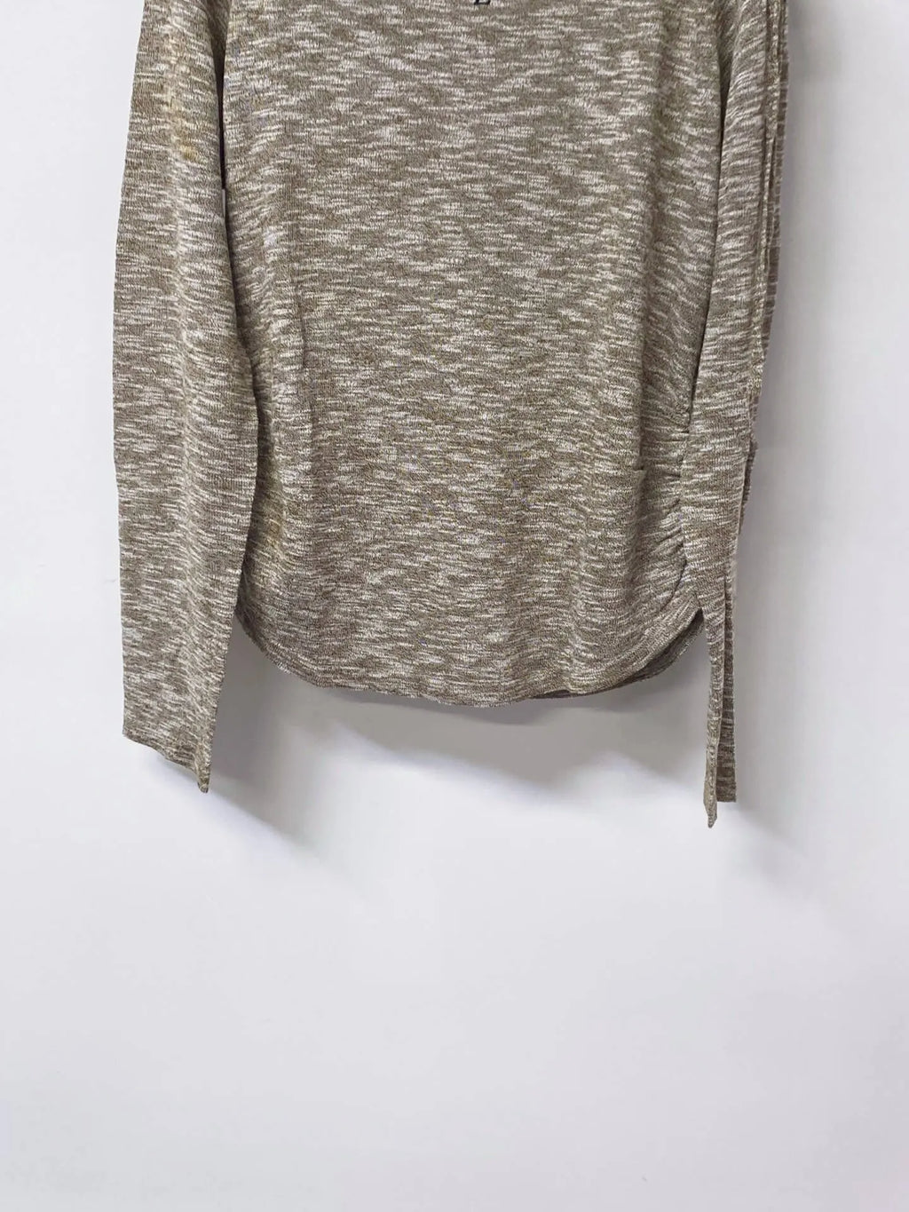 Side Drawstring Heather Knit Long Sleeve