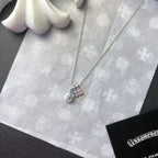 Cross Pearl & Colored Diamond Necklace