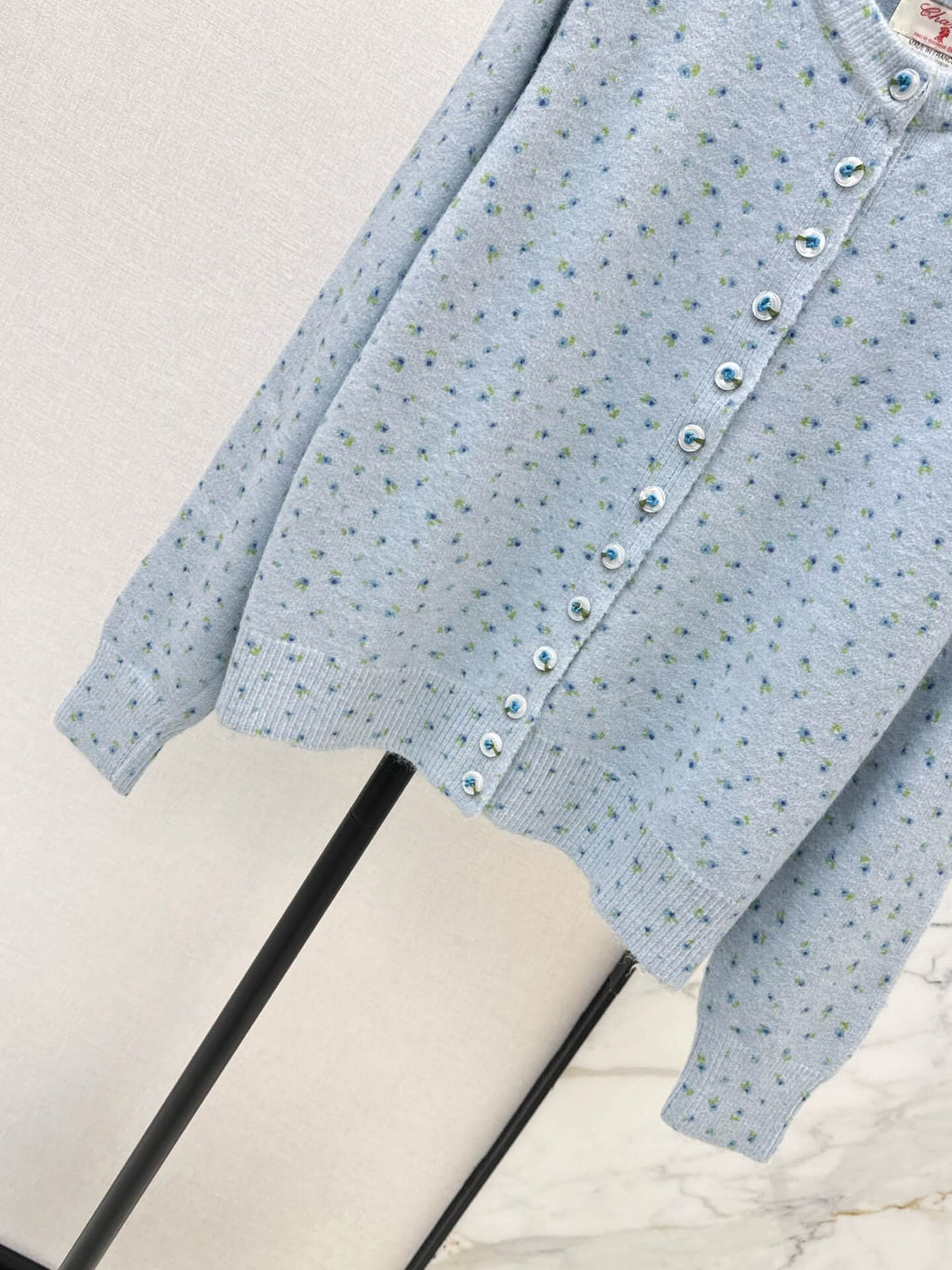 Round Neck Dotted Sweater Jacket