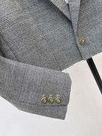Plaid Cropped Blazer Skirt Set
