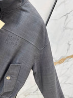 Stand Collar Drawstring Waist Jacket