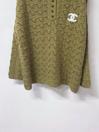 Polo Collar Hollow Knit Long Sleeve Top