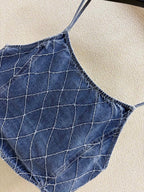 Diamond Stitch Crop Cami Top