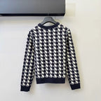 Houndstooth Bow Knit Long Sleeve
