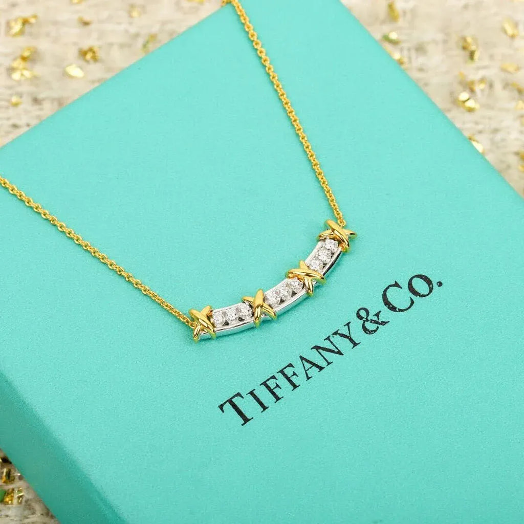 Classic Cross Diamond-Inlaid Smile Necklace