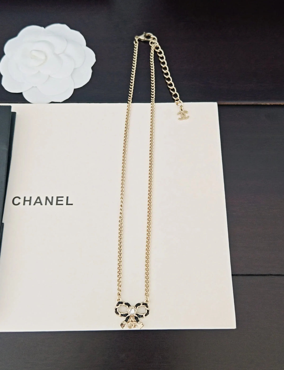 Vintage Black Leather Bow Choker