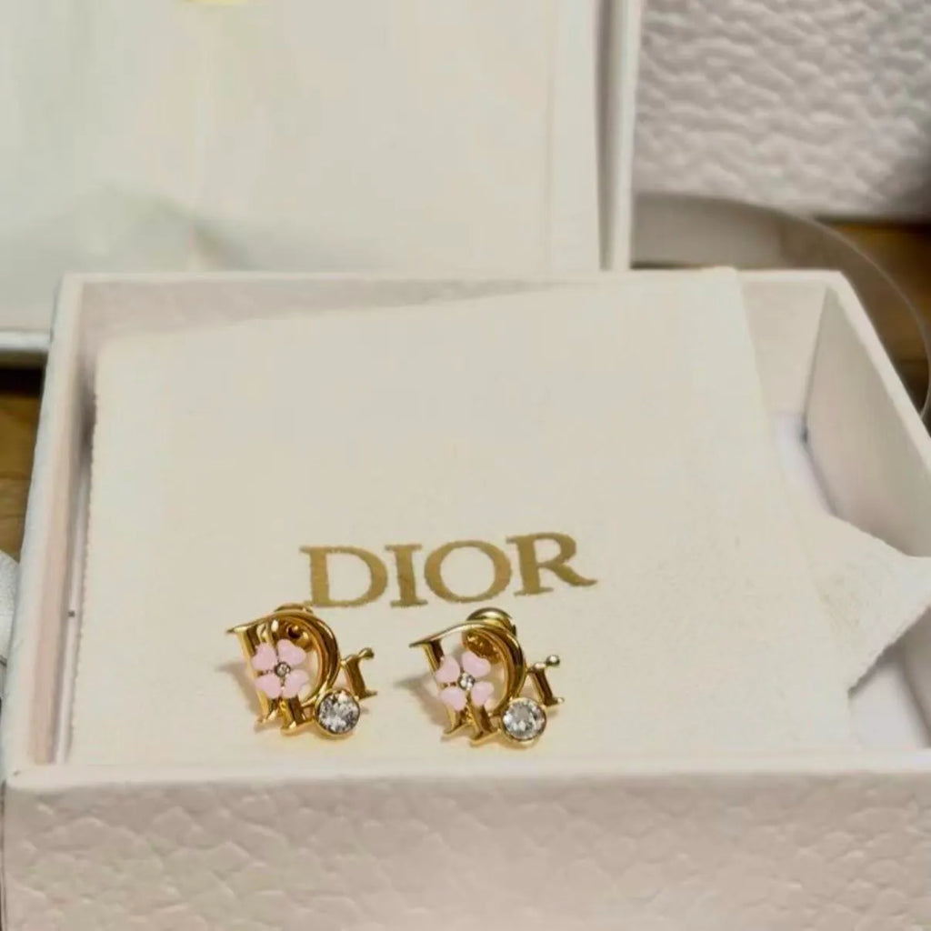 Pink Floral Accent Earrings