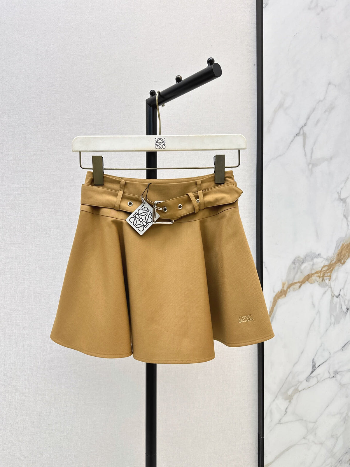 Belted A-line Mini Skirt