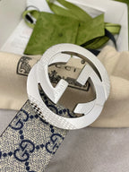 Retro Double G All-Over Print Leather Belt